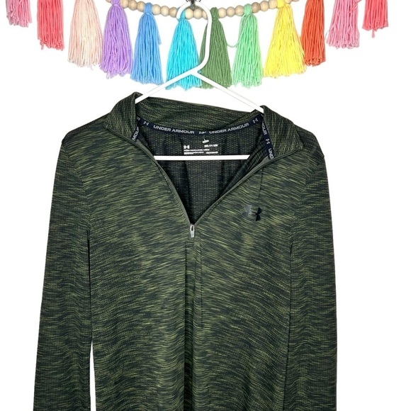 Under Armour Dark Olive Green Pullover 1/4 Zip Long Sleeve Athletic Top Small - Picture 2 of 12